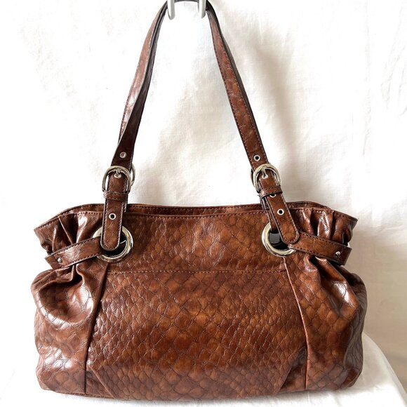 nicole by Nicole Miller Sloan Satchel Brown Crocodile Pattern Shoulder Bag, NWTS - Picture 3 of 14